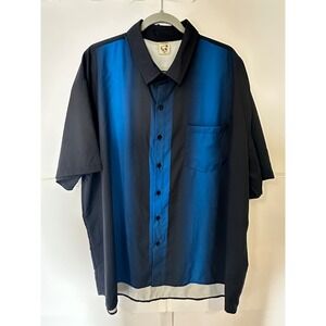 Hardaddy Blue Ombre Button Up Shirt Short Sleeve Casual 3XL